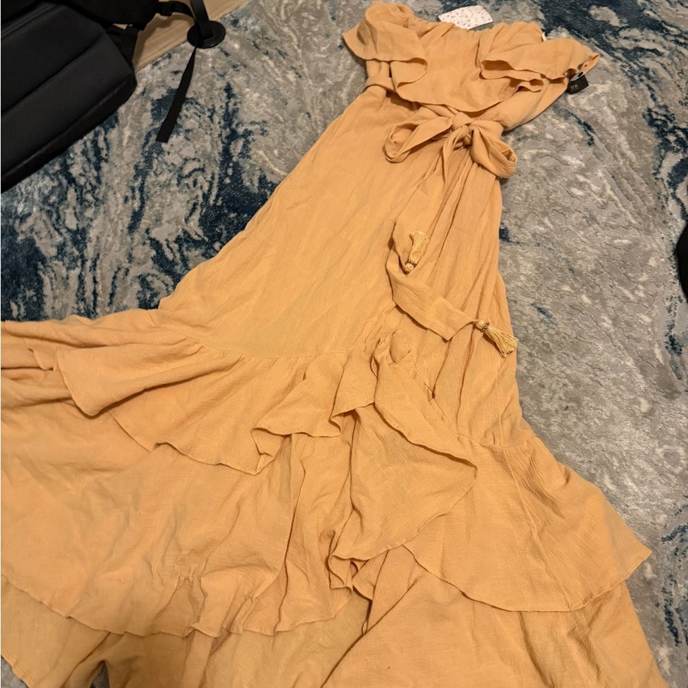 Free Ppl Tavia Endless Summer Smocked Tiered Strapless Ruffle Dress Coral Sz.S - Picture 5 of 5